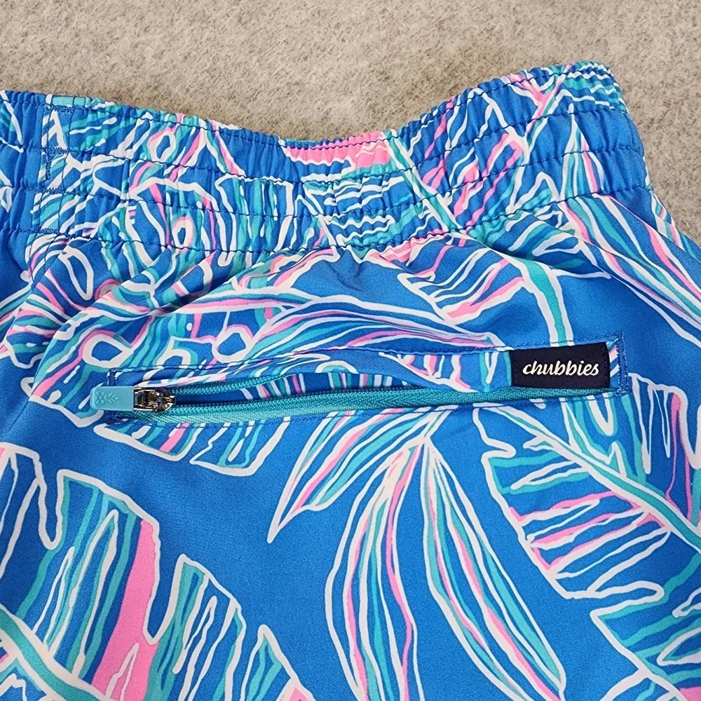 Chubbies Mens M Swim Trunks Tropical Leaves Beach Colorful 5.5